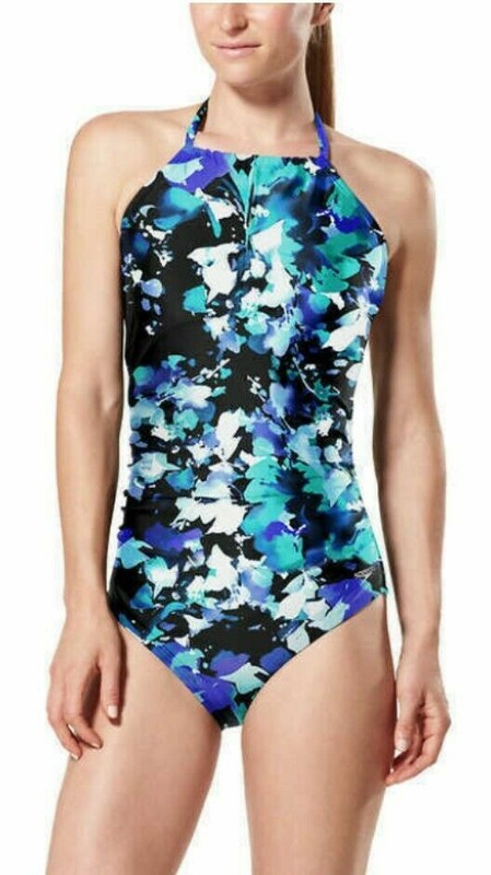 NWT Women's one piece swimsuit Halter High neck keyhole Size XXL 2XL Free ship