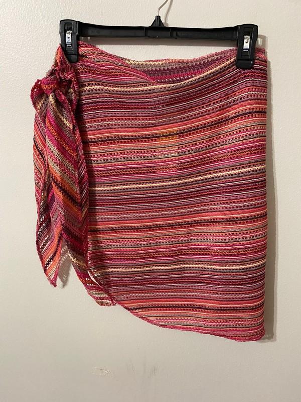 NWT Women's Polyester Striped Pareo Cover Up Pink One Size