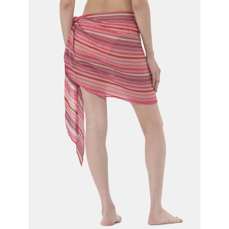 NWT Women's Polyester Striped Pareo Cover Up Pink One Size