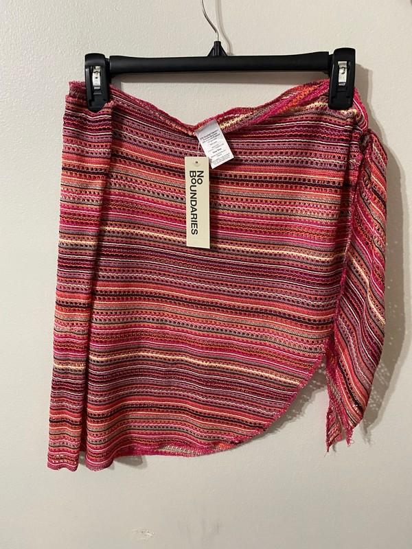 NWT Women's Polyester Striped Pareo Cover Up Pink One Size