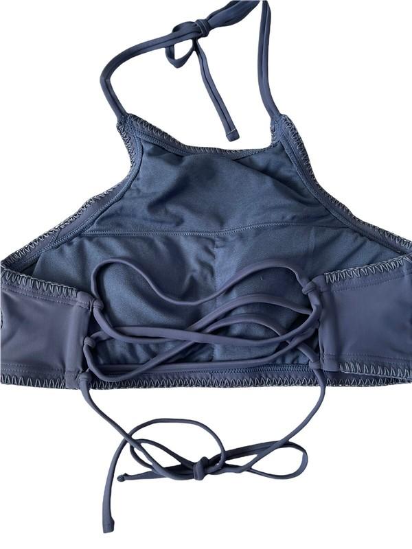 NWT Xhilaration Small Indigo Blue Crochet Bikini Swim Top Strappy Boho #MQ26