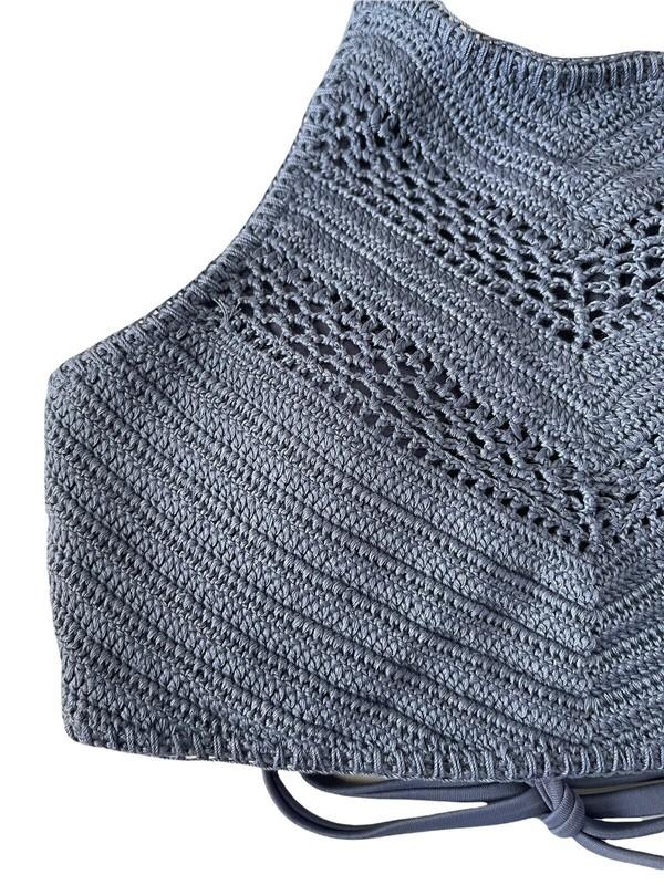 NWT Xhilaration Small Indigo Blue Crochet Bikini Swim Top Strappy Boho #MQ26