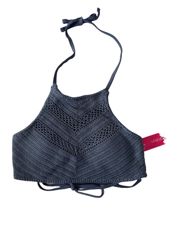 NWT Xhilaration Small Indigo Blue Crochet Bikini Swim Top Strappy Boho #MQ26