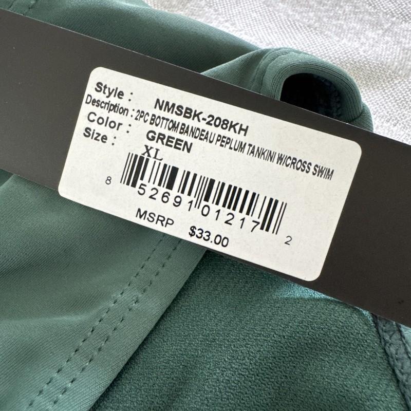 NWT XL Kohl’s Nicole Miller Dark Forest Green Lined Bikini Bottoms Hipster Swim