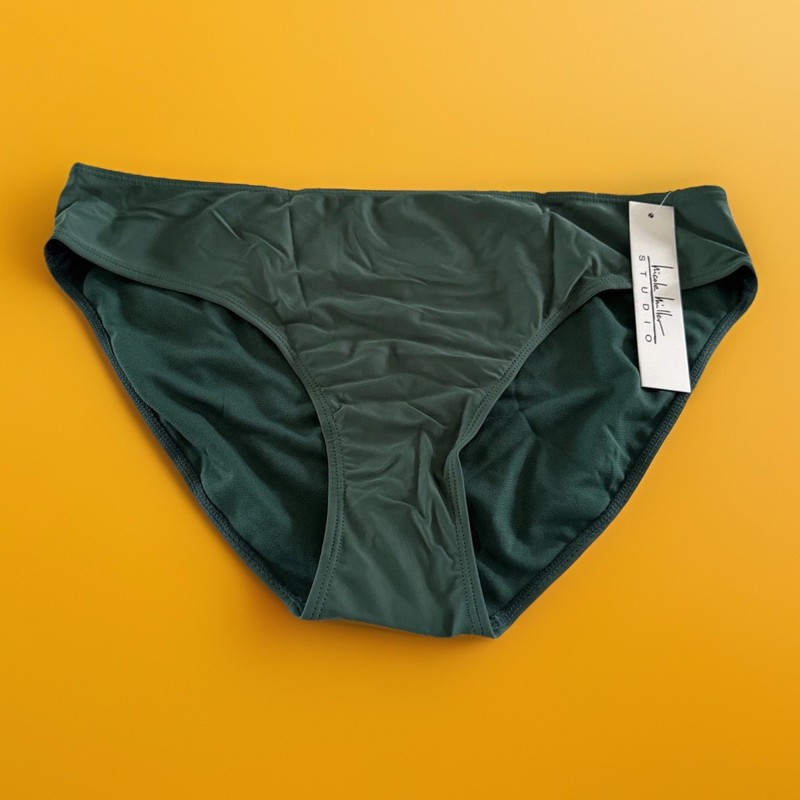 NWT XL Kohl’s Nicole Miller Dark Forest Green Lined Bikini Bottoms Hipster Swim