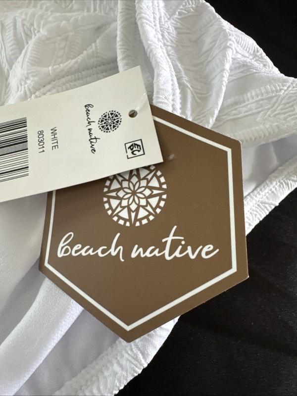 NWT XXL Kohl’s Beach Native White Lined Bikini Bottoms Swimsuit 2X Hipster 2XL