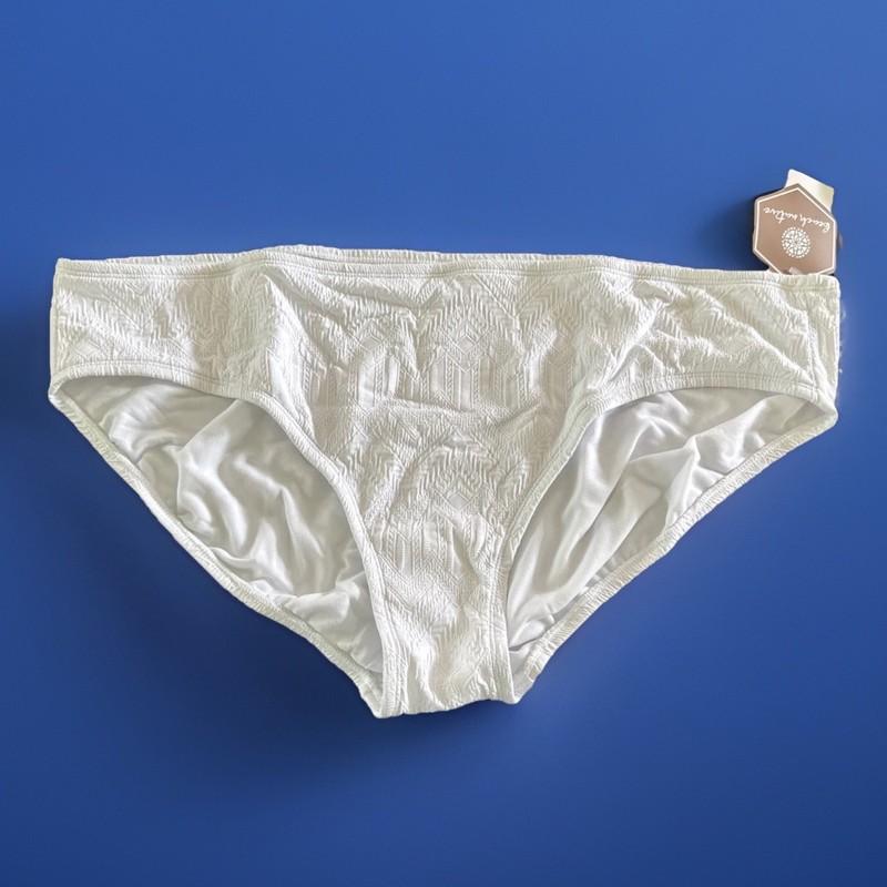 NWT XXL Kohl’s Beach Native White Lined Bikini Bottoms Swimsuit 2X Hipster 2XL
