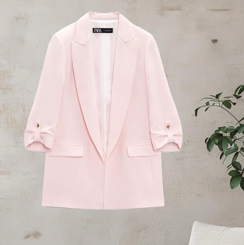 NWTZARA SIZE SMALL PINK BLAZER WITH ROLLED-UP SLEEVES