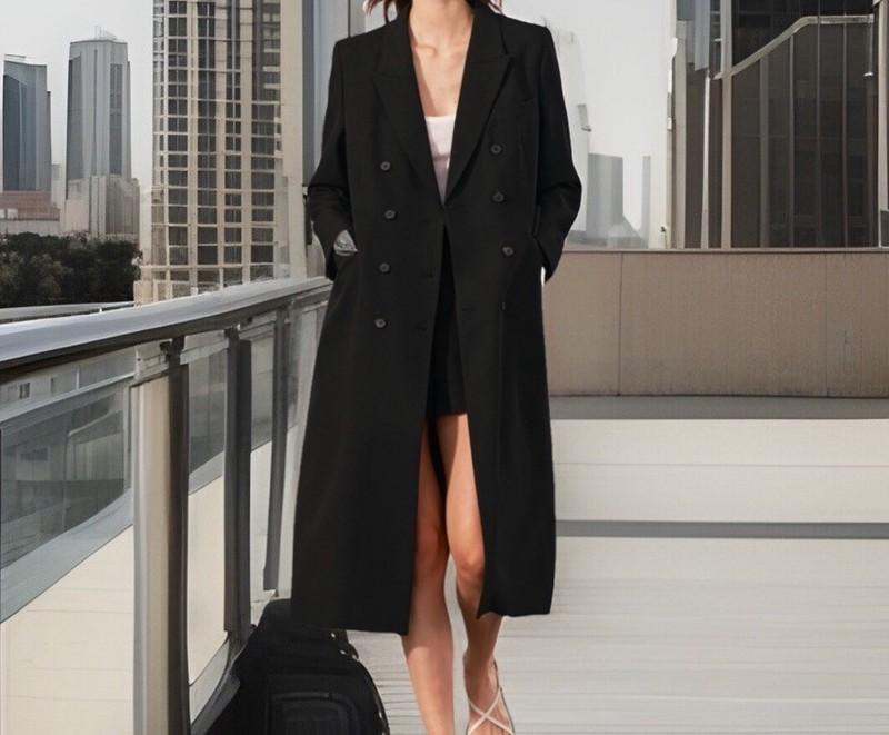 NWTZARA229TAILORED DOUBLE BREASTED LONG SLEEVES COAT ZW COLLECTION