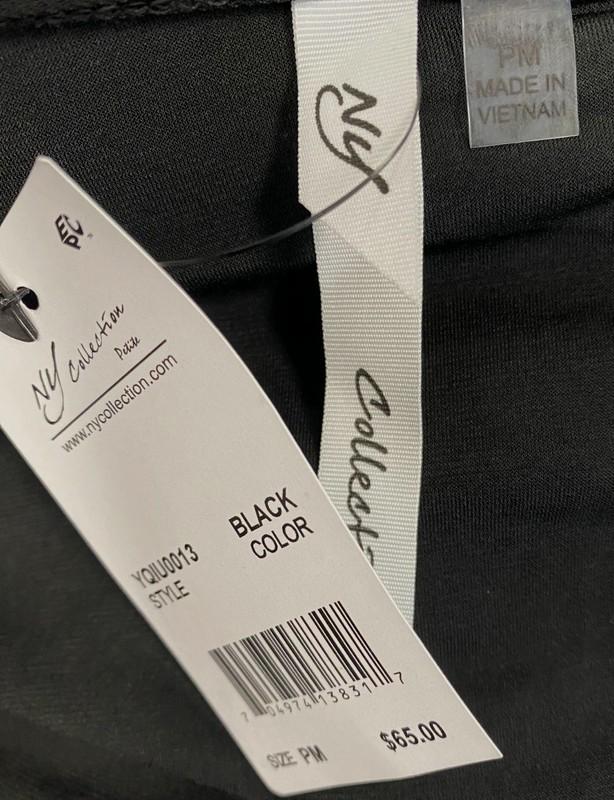 NY Collection 1571 Petites Size PM Black Solid Wide Leg Jumpsuit 2 Pockets