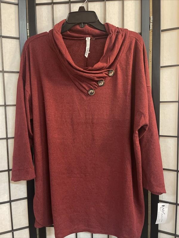 NY COLLECTION WOMENS SOFT LONG SLEEVE TOP Rust Color Top SZ 2 XL NWT SKU A74