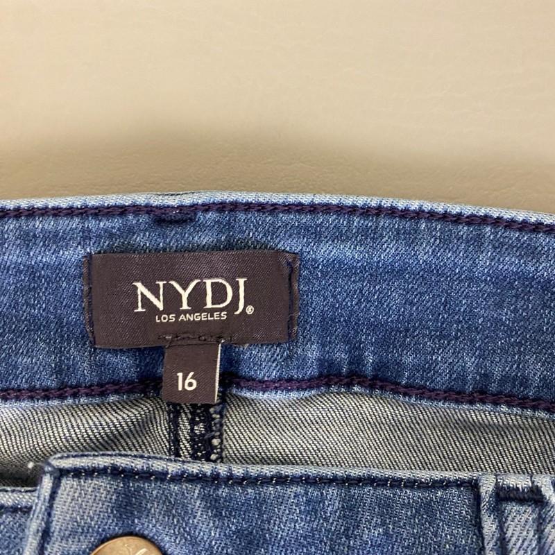 NYDJ Ami Skinny Legging Jeans Size 16 Blue W/ Butterfly Detail Denim Medium Wash