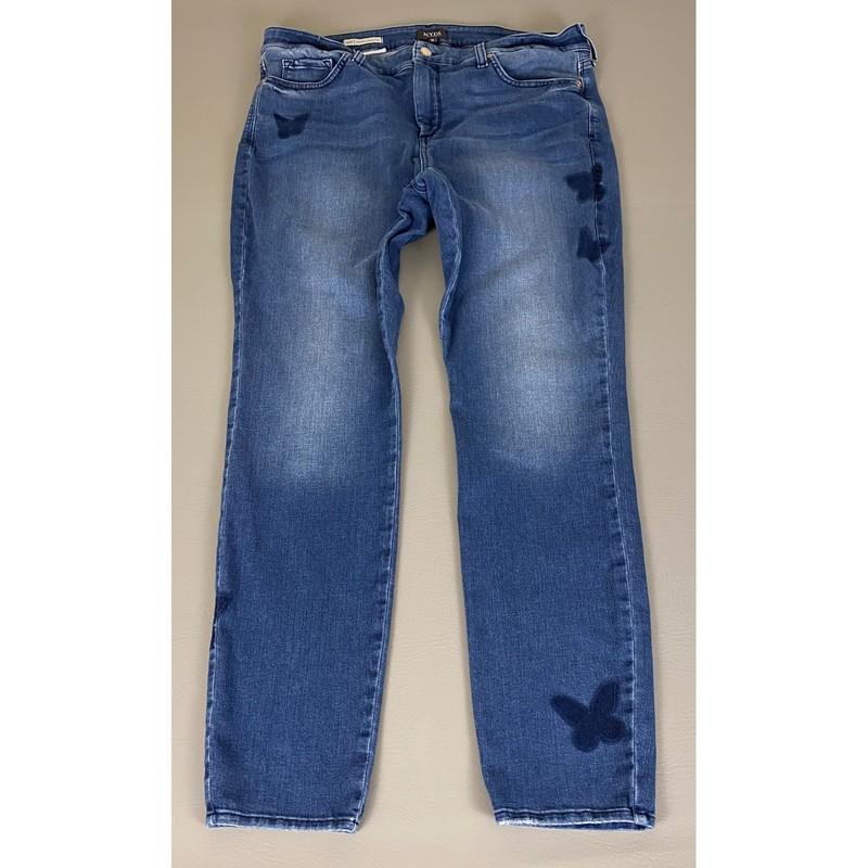 NYDJ Ami Skinny Legging Jeans Size 16 Blue w/ Butterfly Detail Denim Medium Wash