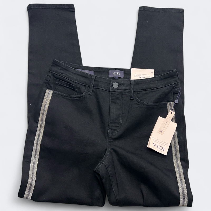 NYDJ Jeans Womens 6 Black Rinse Ami Skinny Tuxedo Side Stripe Stretch Lift Tuck