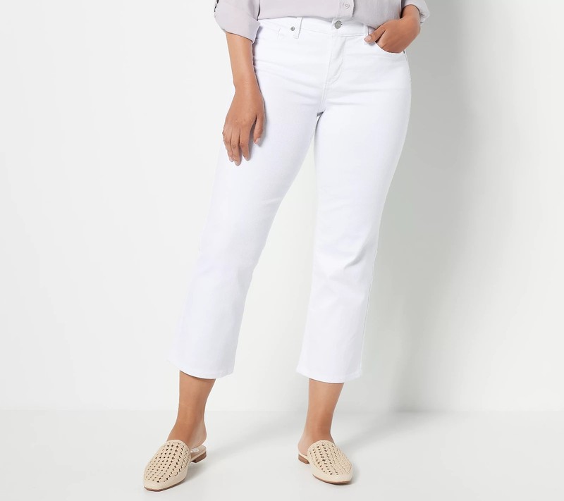 NYDJ Marilyn Straight Crop Jeans in Cool Embrace Optic White Petite 8 A489394