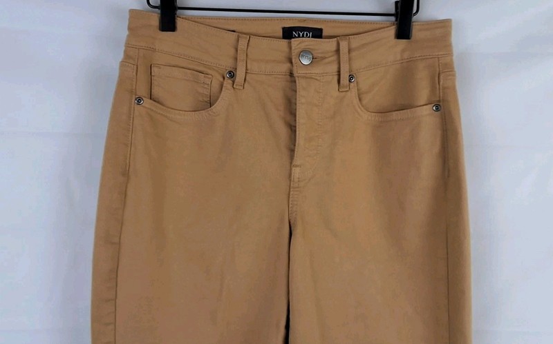 NYDJ Marilyn Straight Leg Jeans Womens Size-4 Tan Camel Stretch Denim Mid Rise