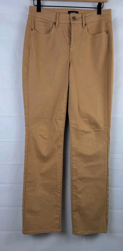 NYDJ Marilyn Straight Leg Jeans Womens Size-4 Tan Camel Stretch Denim Mid Rise