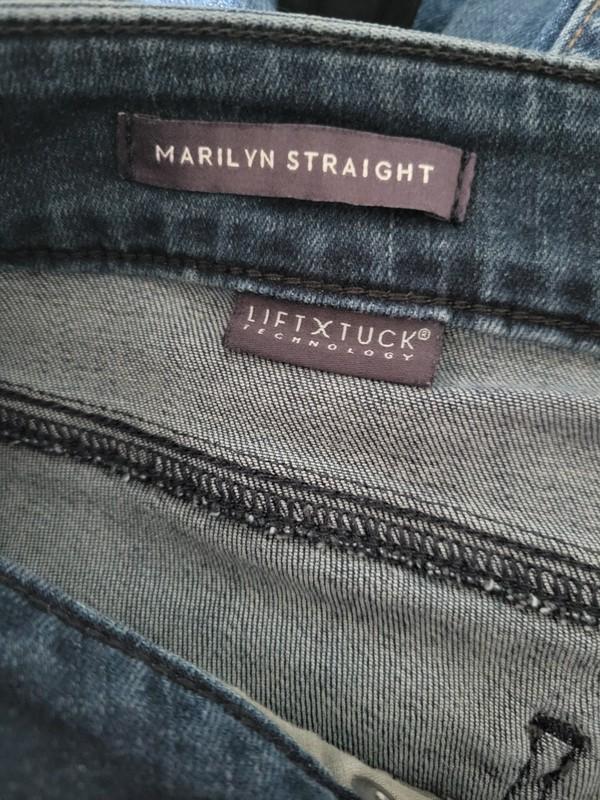 NYDJ Women's Marilyn Darkwash Embellished Pockets Straight Jeans Size 10