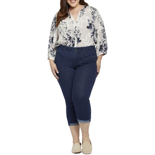 NYDJ Womens Chloe Blue Stretch Denim Capri Jeans Plus 26W BHFO 4857