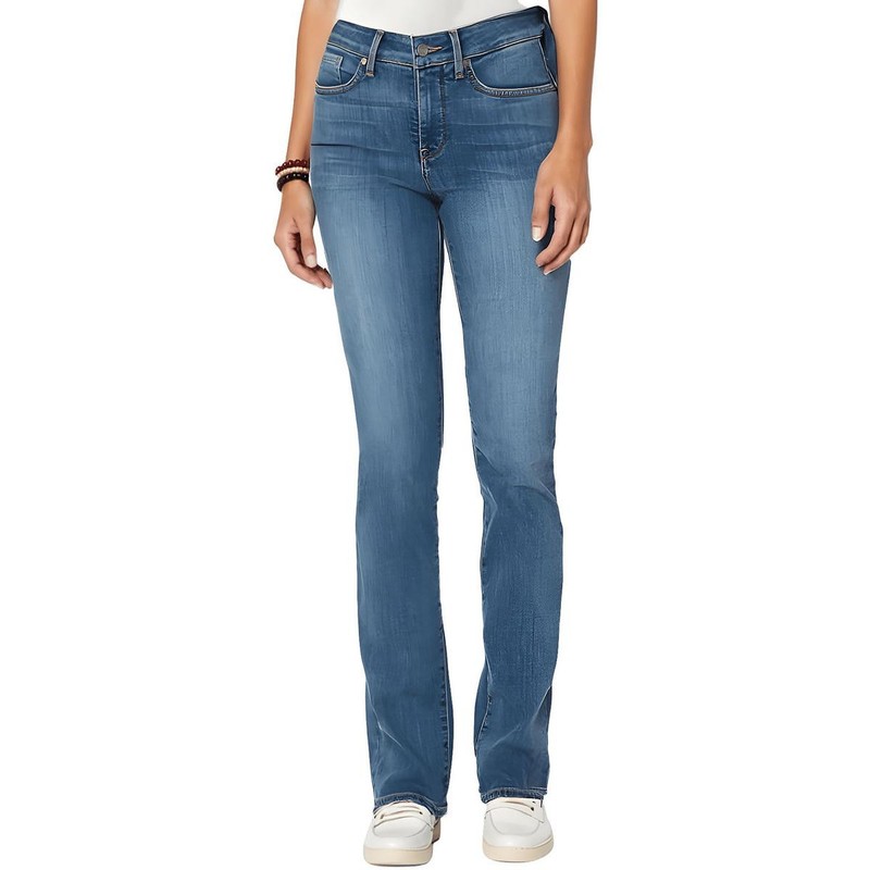 NYDJ Womens Marilyn Blue Mid-Rise Stretch Denim Straight Leg Jeans 2 BHFO 4162
