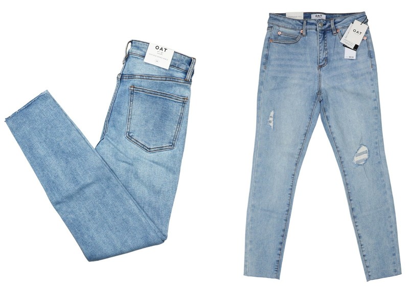 OAT High Rise Skinny Leg 26" Inseam Stretch Denim Jeans NWT Light Palms