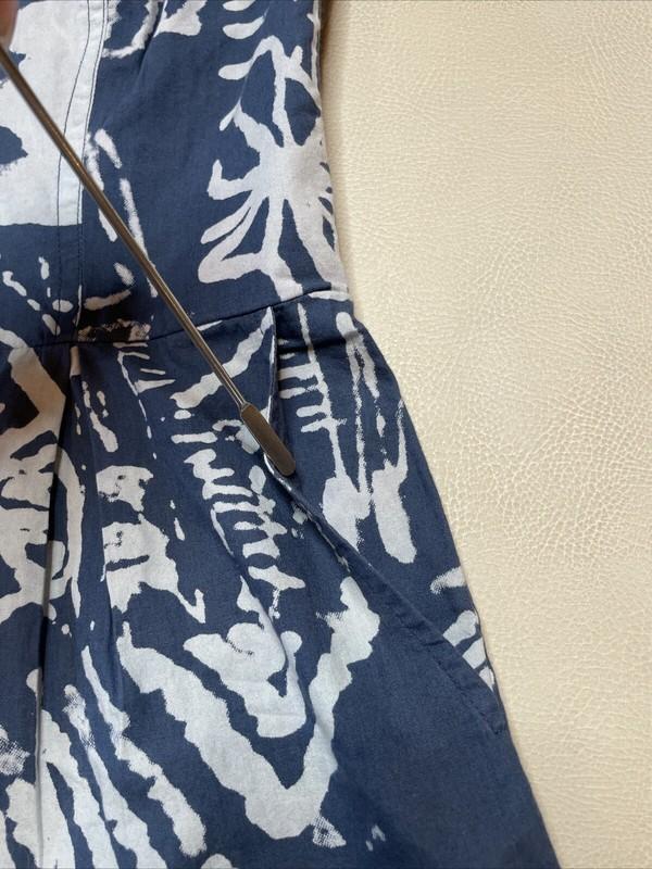 Obey Y2K Strapless Tube Top Romper 28 Navy White Abstract Zip Front Smocked