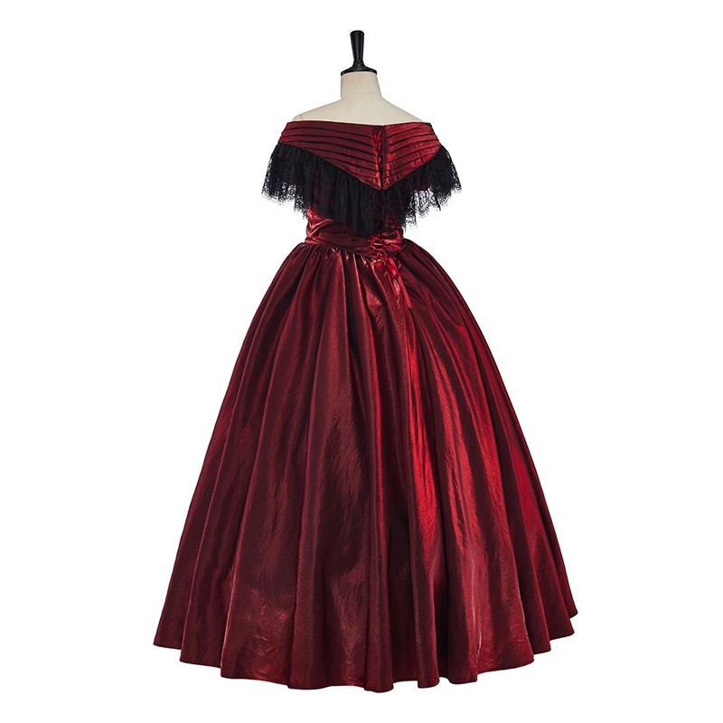 Off Shoulder Victorian Costume Southern Belle Ball Gown Wedding Dress Empire