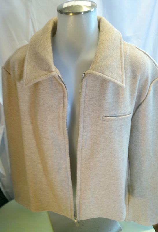 OGL CashSoft Beige Full Zip Cropped Jacket Womens Size L Collared