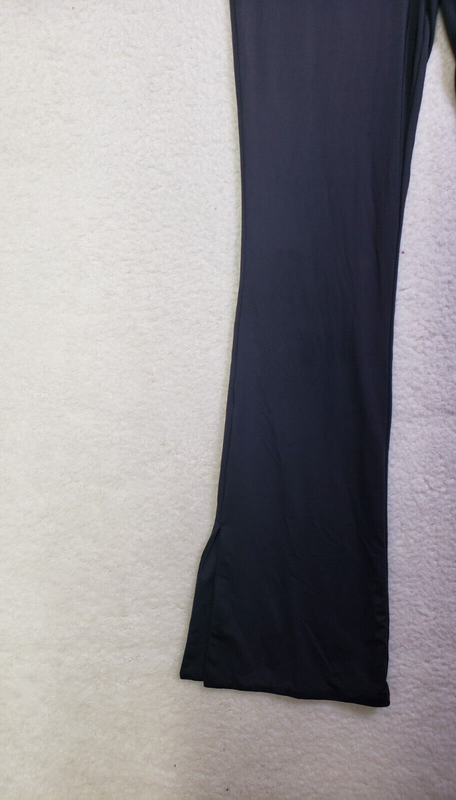 Oh Polly Women Jumpsuit 6 Black Poly Blend Off Shoulder Ruched Slit Leg Pants