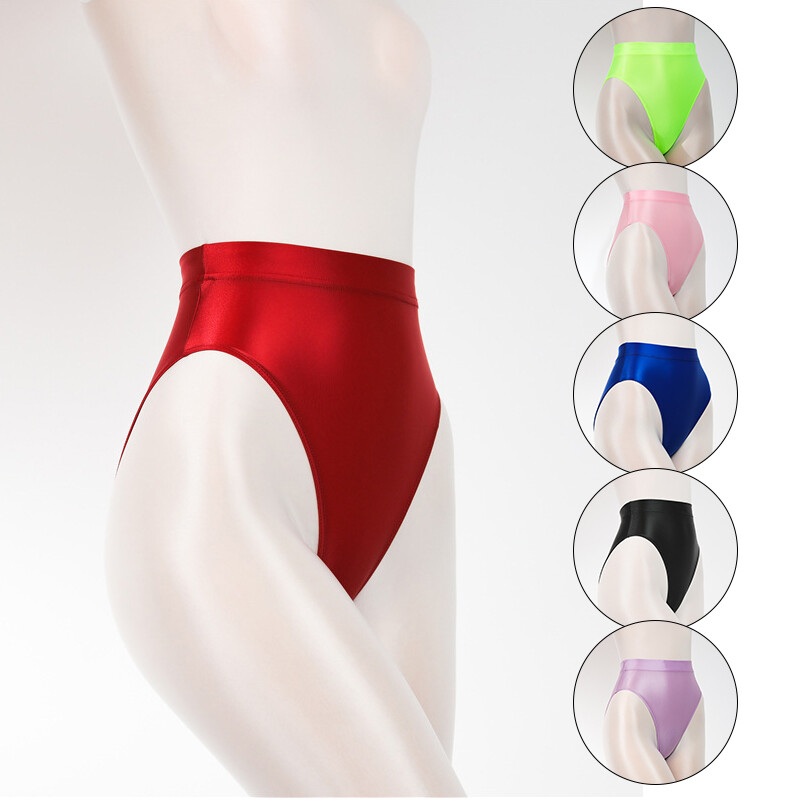 Oil Shiny Panties Underwear Glossy Solid High Waist Brief Knickers Underpants↷