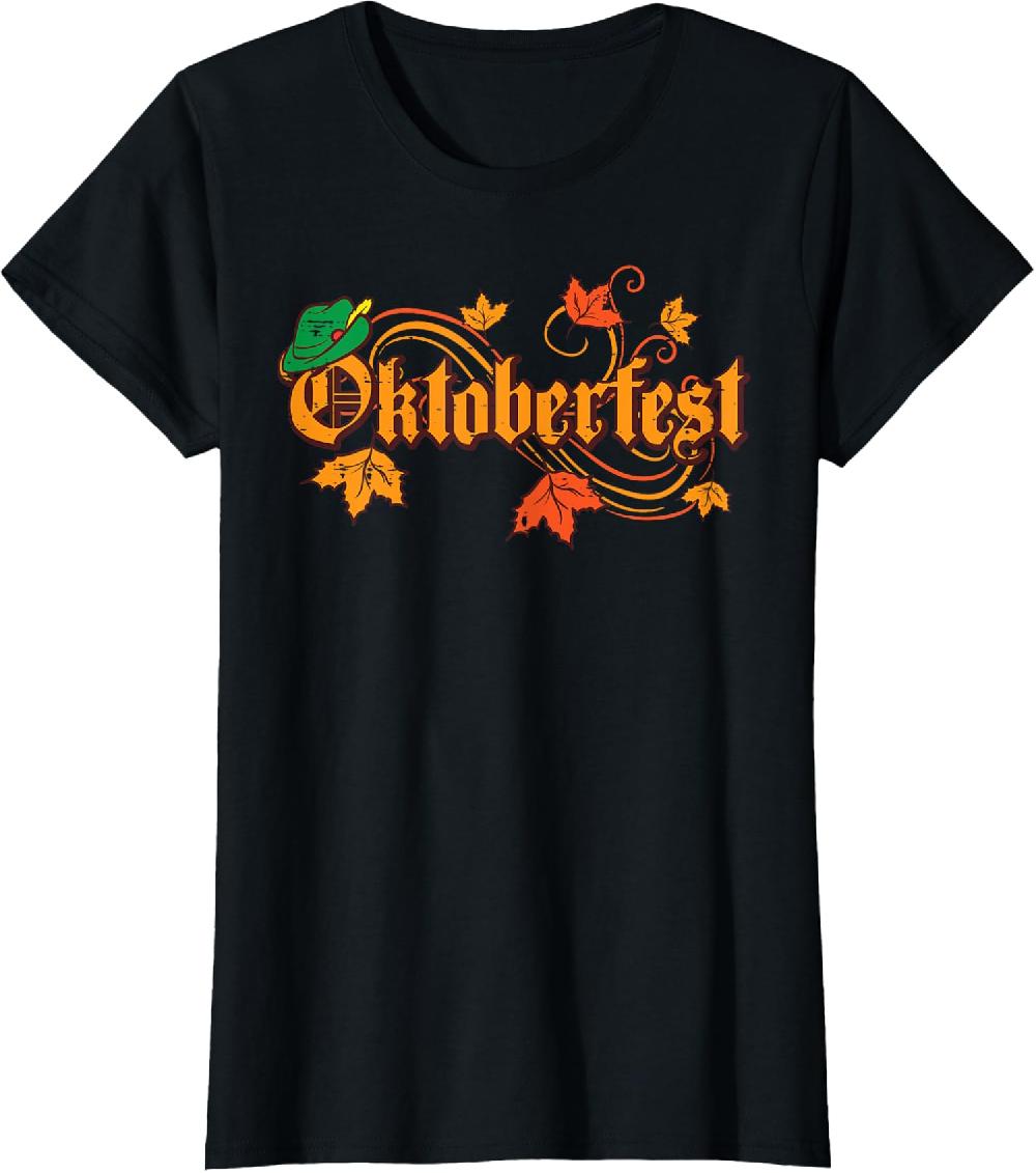 Oktoberfest Maple Leaves Vintage Fall Autumn Cool Ladies' Crewneck T-Shirt