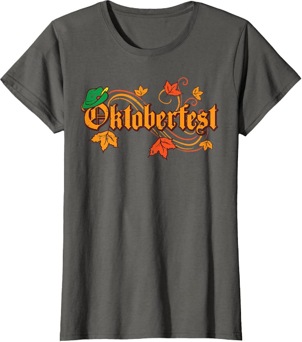 Oktoberfest Maple Leaves Vintage Fall Autumn Cool Ladies' Crewneck T-Shirt