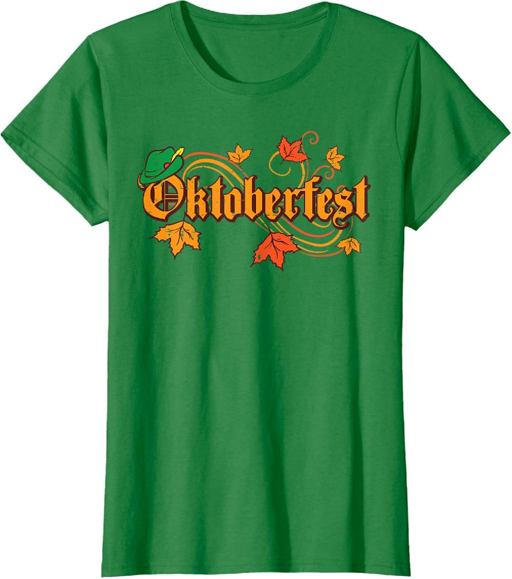Oktoberfest Maple Leaves Vintage Fall Autumn Cool Ladies' Crewneck T-Shirt