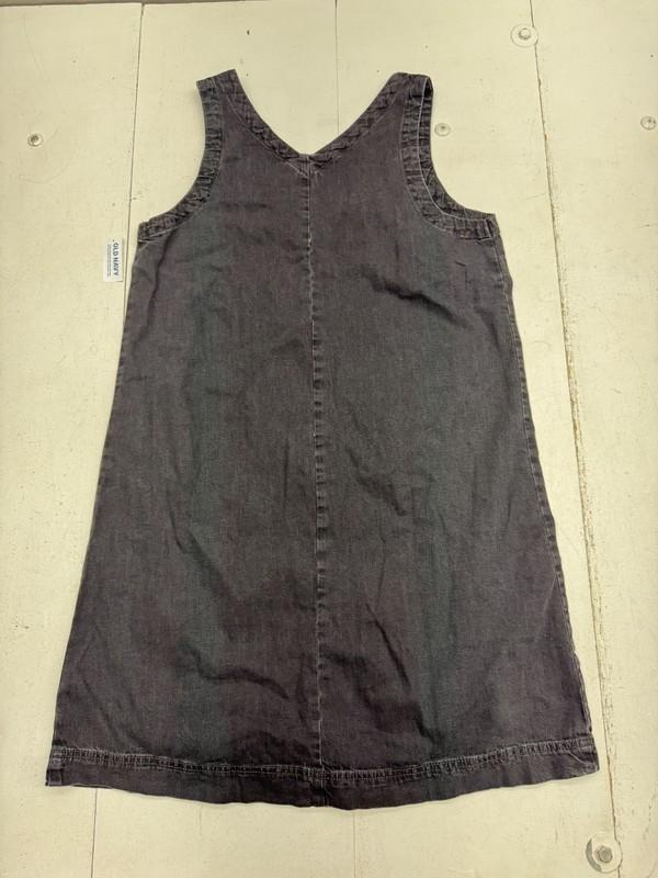 Old Navy Black Denim Button Up Sleeveless Tank Dress Womens Size Medium Tall NEW