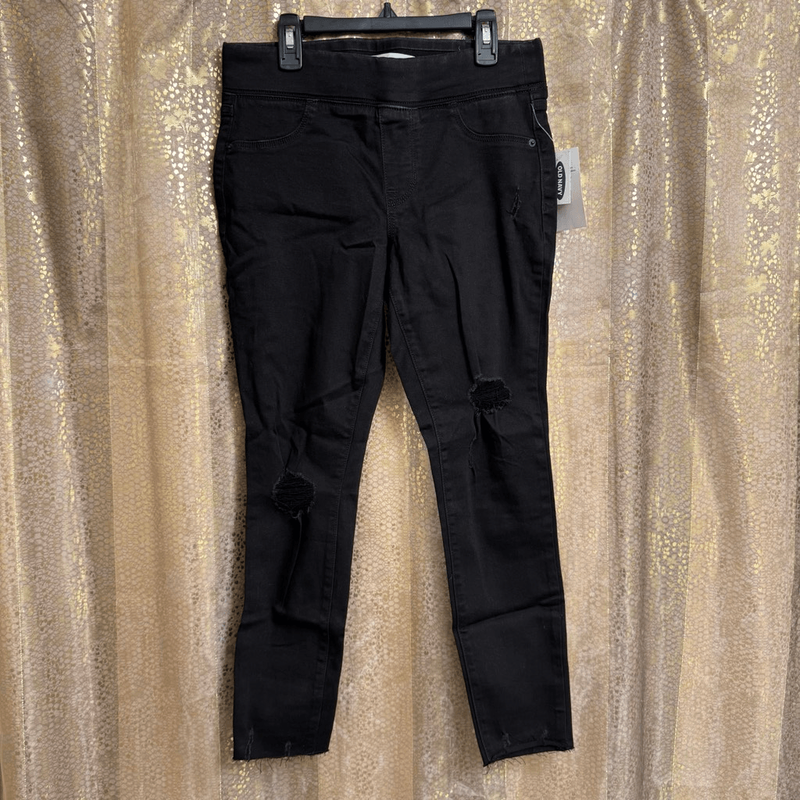 Old Navy Black Mid Rise Distressed Rockstar Jegging Pull On Size 4 Petite NWT
