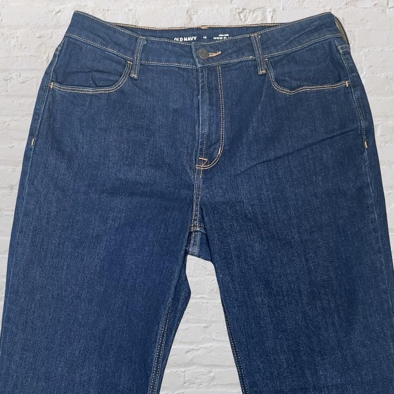 Old Navy High Rise Wow Flare Jeans Size 12 Dark Wash Cowgirl Stretch Y2K 30x30