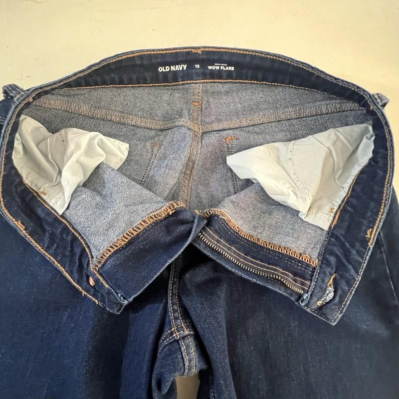Old Navy High Rise Wow Flare Jeans Size 12 Dark Wash Cowgirl Stretch Y2K 30x30