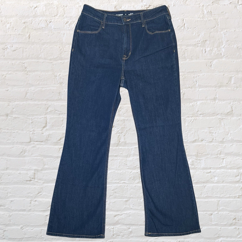 Old Navy High Rise Wow Flare Jeans Size 12 Dark Wash Cowgirl Stretch Y2K 30x30