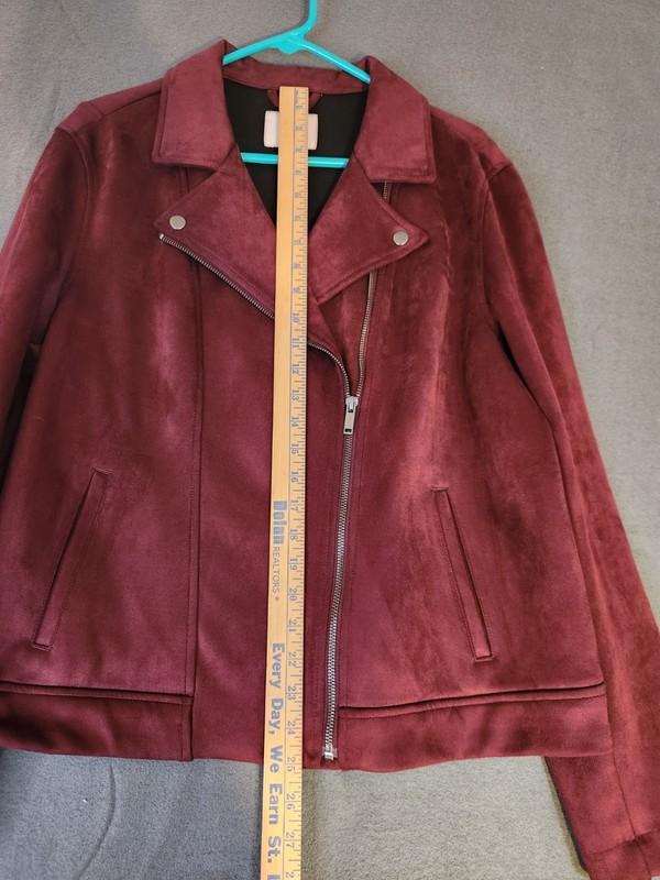 Old Navy Jacket Size XL NWOT Faux Suede Microfiber Moto Biker Burgundy Red Zip