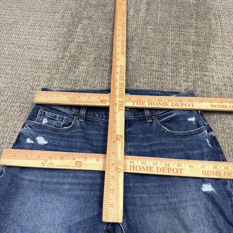 Old Navy Jeans Boyfriend Mid Rise Blue Distressed Pockets Women’s 8 Petite
