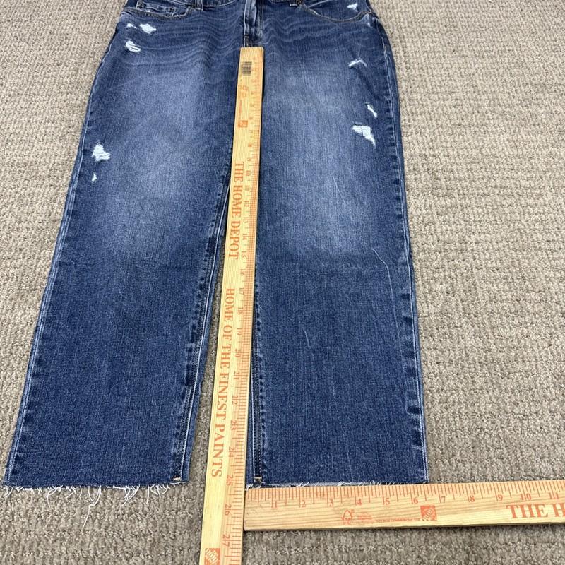 Old Navy Jeans Boyfriend Mid Rise Blue Distressed Pockets Women’s 8 Petite