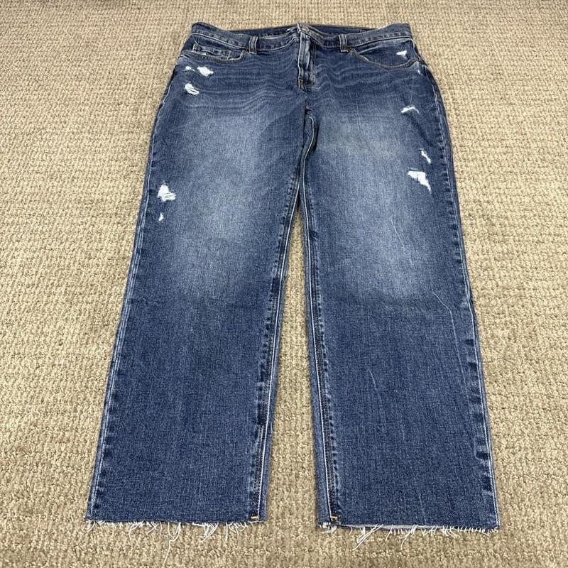 Old Navy Jeans Boyfriend Mid Rise Blue Distressed Pockets Women’s 8 Petite