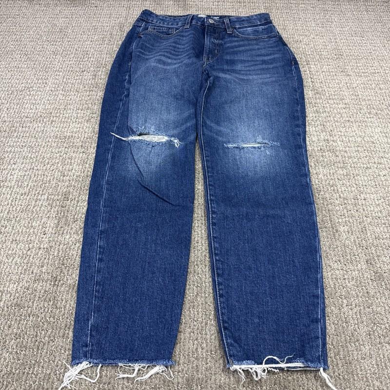 Old Navy Jeans OG Straight High Rise Blue Distressed Pockets Women’s 6 Petite