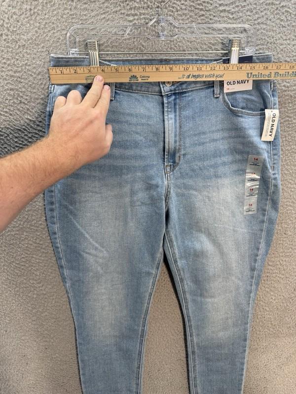Old Navy Jeans Womens 14 Short Blue Wow Super Skinny Stretch Distressed Preppy