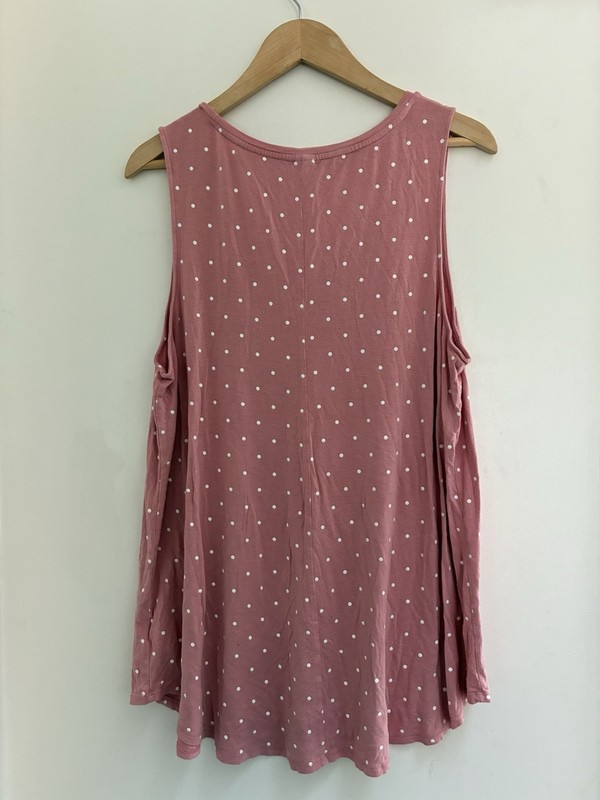 Old Navy Luxe Women's Small Polka Dot Rayon Scoop Neck Sleeveless Tank Pink XL