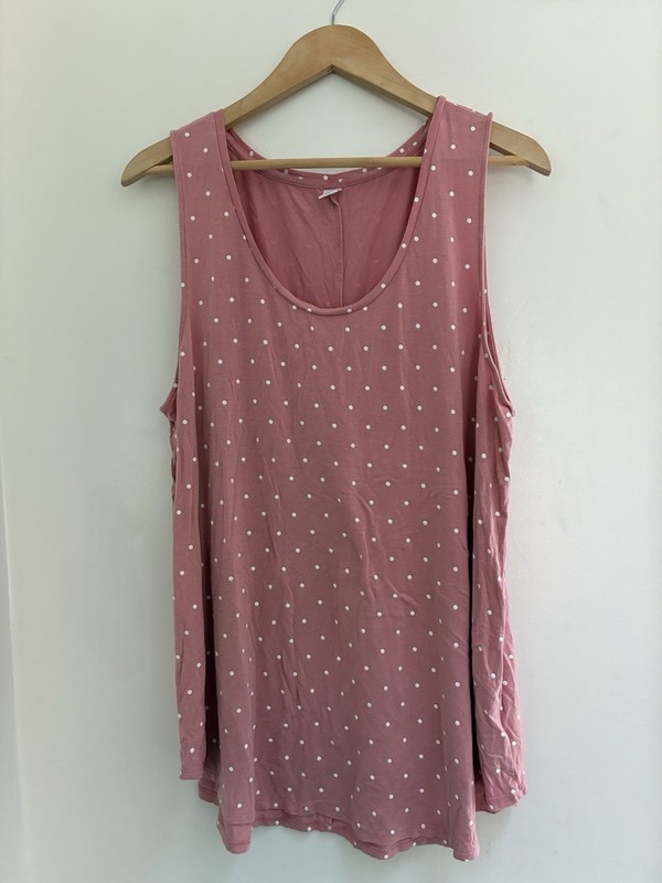 Old Navy Luxe Women's Small Polka Dot Rayon Scoop Neck Sleeveless Tank Pink XL