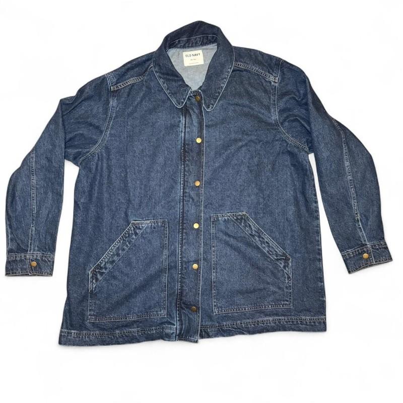Old Navy Men’s XXL Tall Denim Barn Jacket 100% Cotton Blue Jean Coat Snap Front