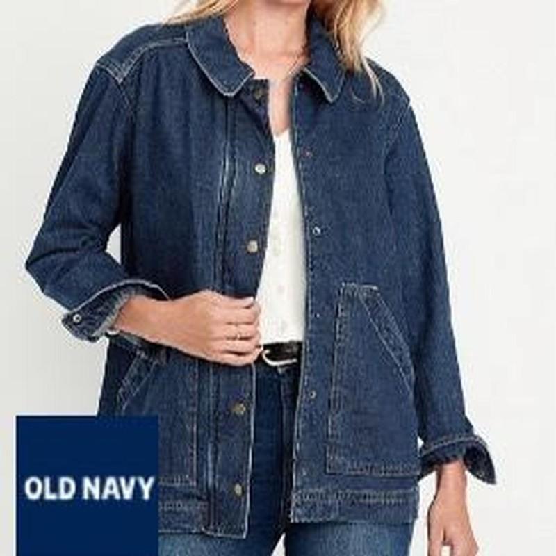 Old Navy Men’s XXL Tall Denim Barn Jacket 100% Cotton Blue Jean Coat Snap Front