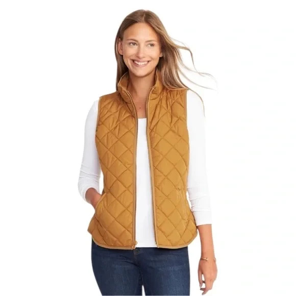 Old Navy Mustard Yellow Women's Quilted Puffer Vest Large NWT