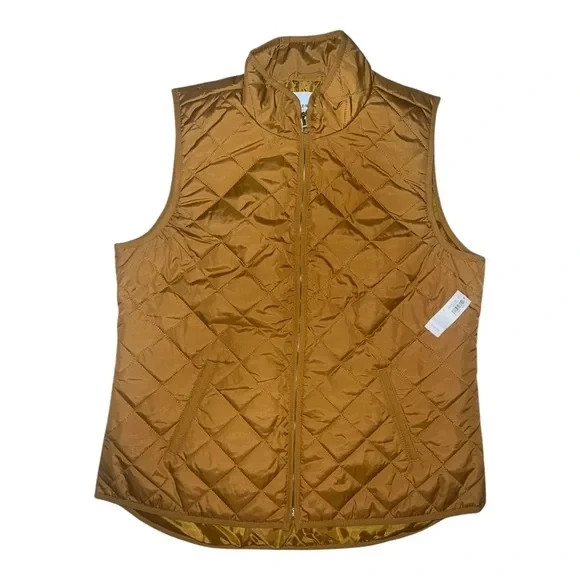 Old Navy Mustard Yellow Women's Quilted Puffer Vest Large NWT